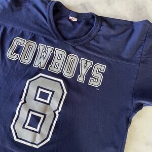 Vintage 90s Dallas Cowboys Football No 8 Troy Aikman Jersey T Shirt by Wilson